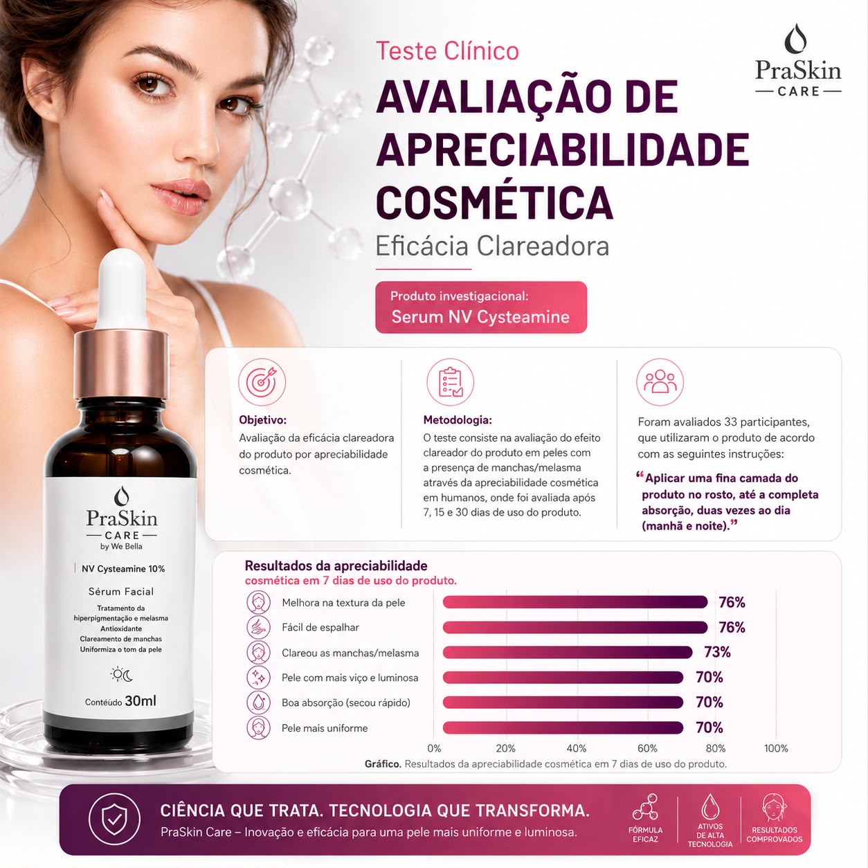 Sérum Facial Clareador Nv Cysteamine PraSkin Care by We Bella 30ml