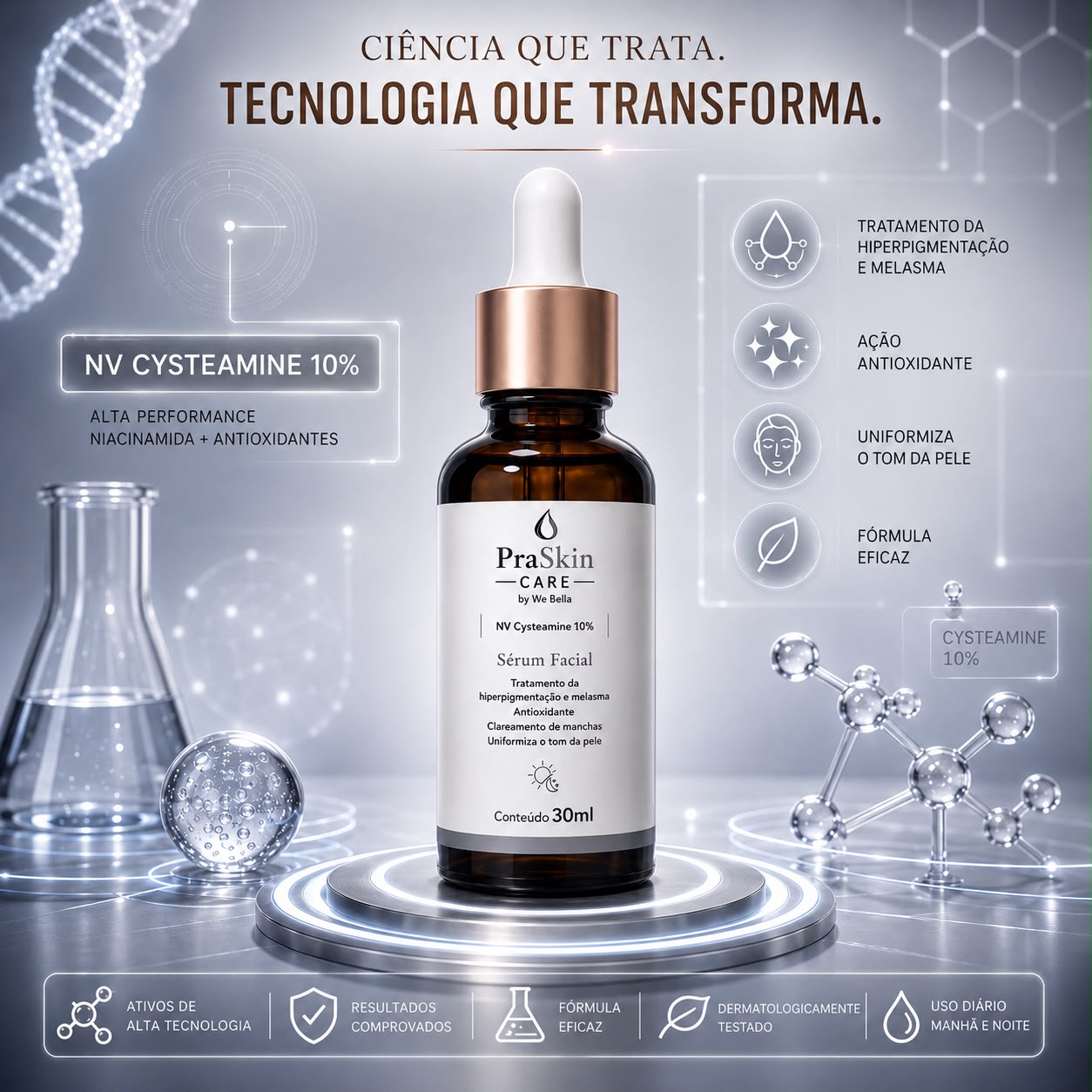 Sérum Facial Clareador Nv Cysteamine PraSkin Care by We Bella 30ml