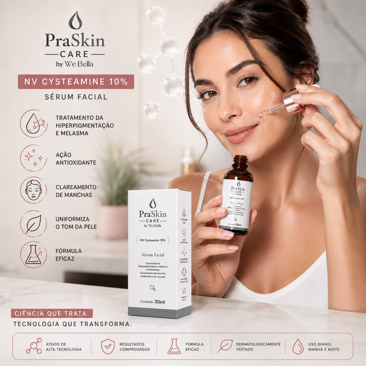 Sérum Facial Clareador Nv Cysteamine PraSkin Care by We Bella 30ml